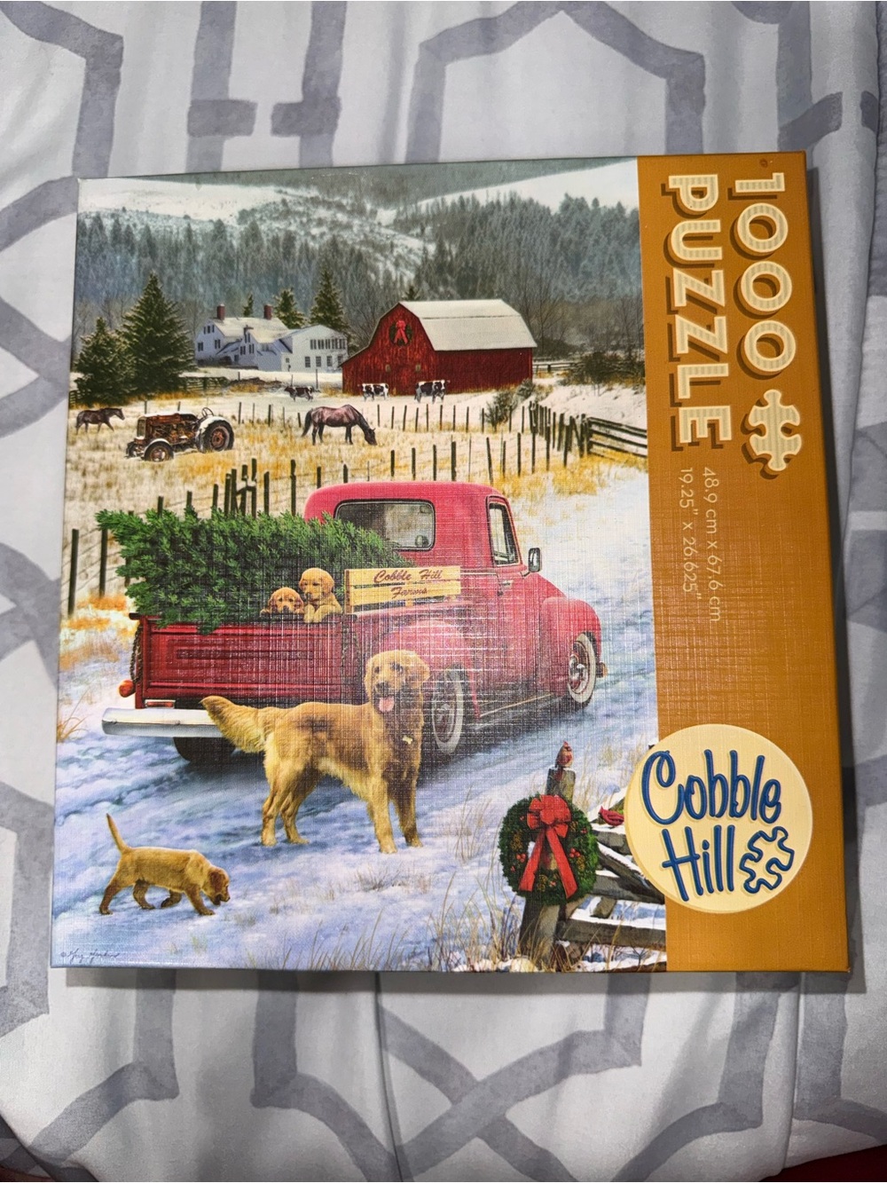 Cobb Hill by New Balance Red Vintage Truck Puzzle with Golden Dogs